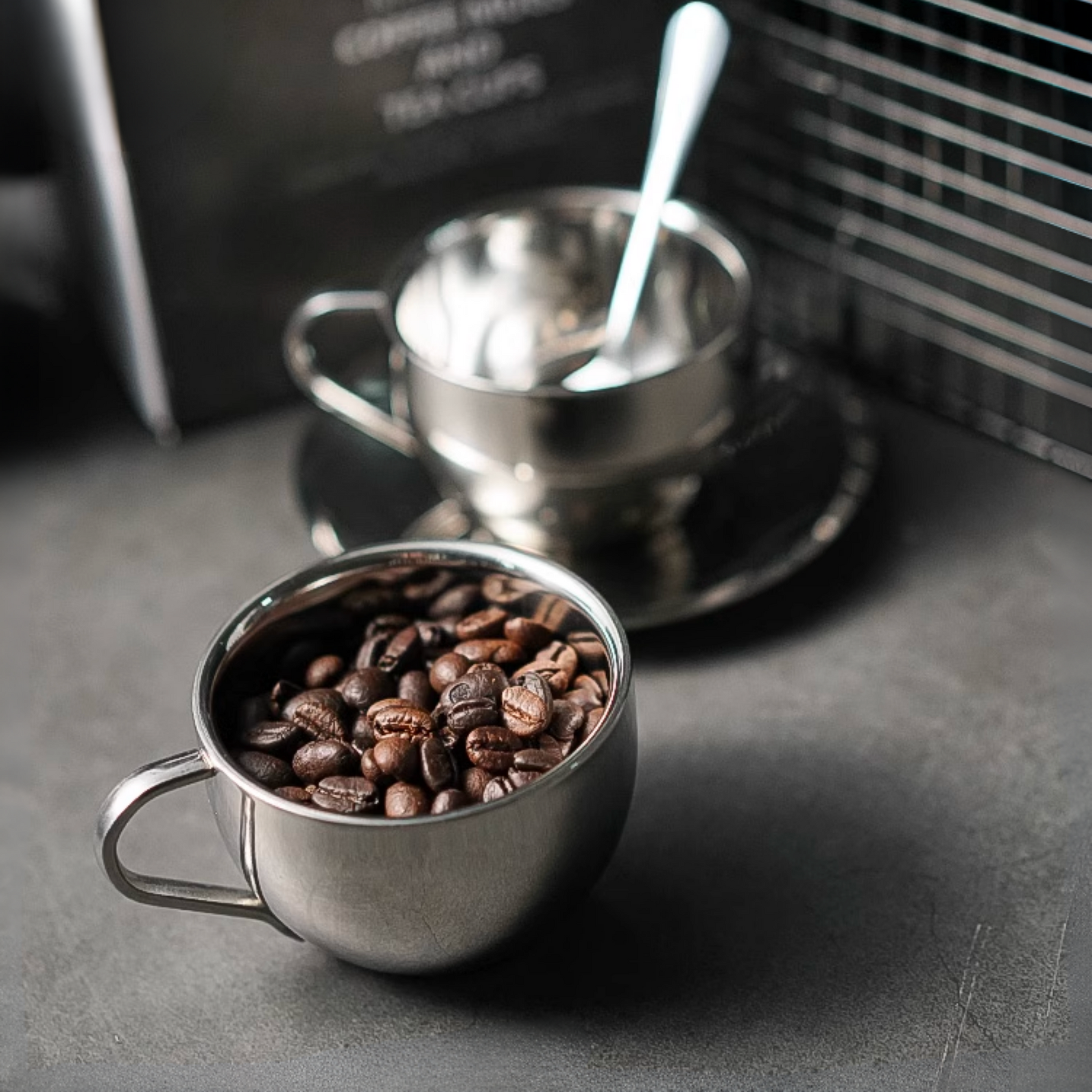 Mirror Steel Coffee Cup with Saucer and Spoon - 180ml | Metal Tea Cup Chrome Metal Coffee Mug Gift Set