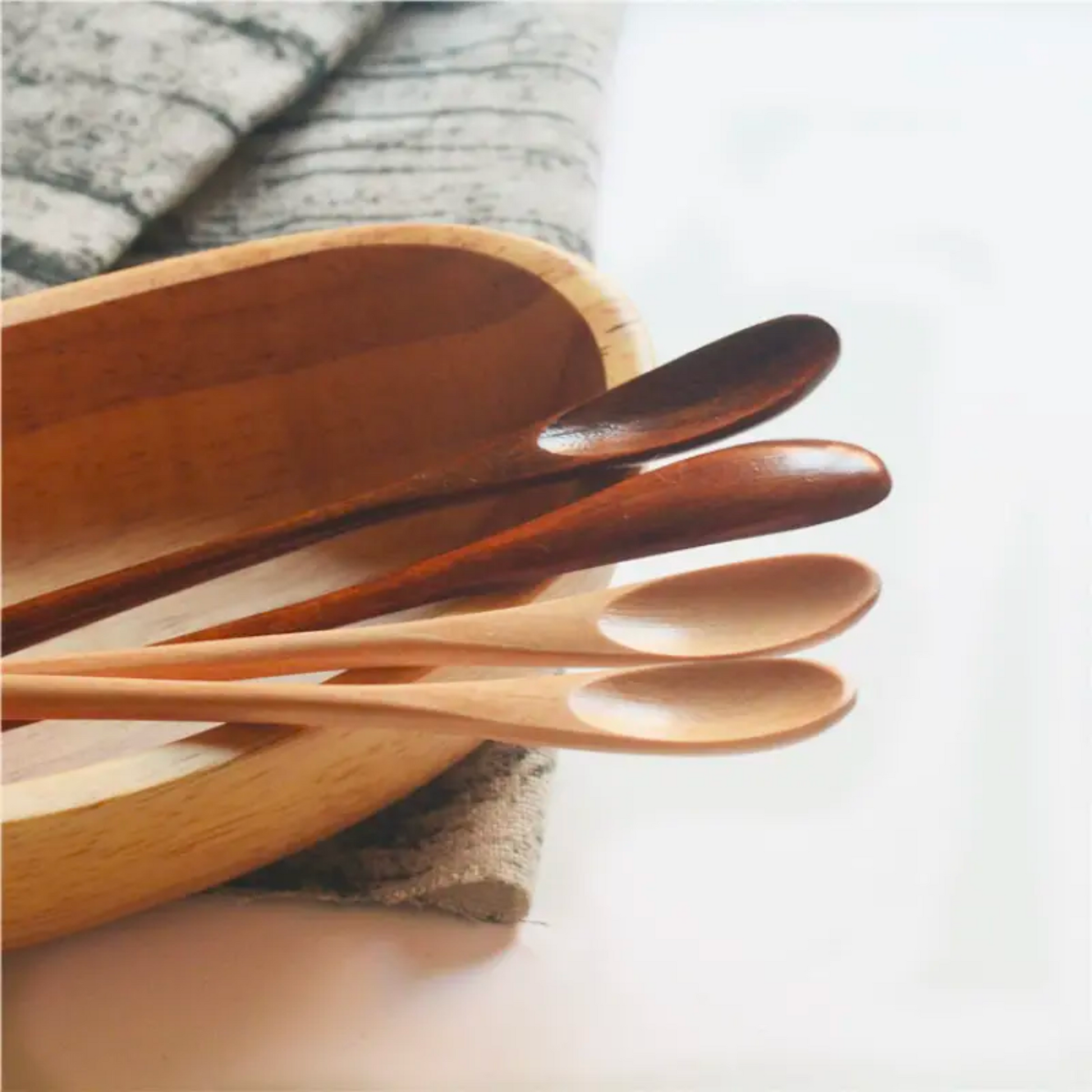 Japanese Style Wooden Stirrer Set | Natural Wood Spoon Pack of 2 or 4