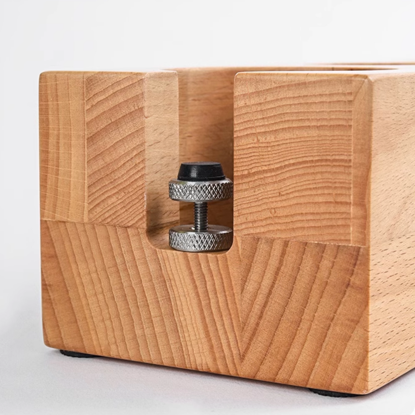 Wooden Espresso Tamping Station WIth Adjustable height for different portfilter basket