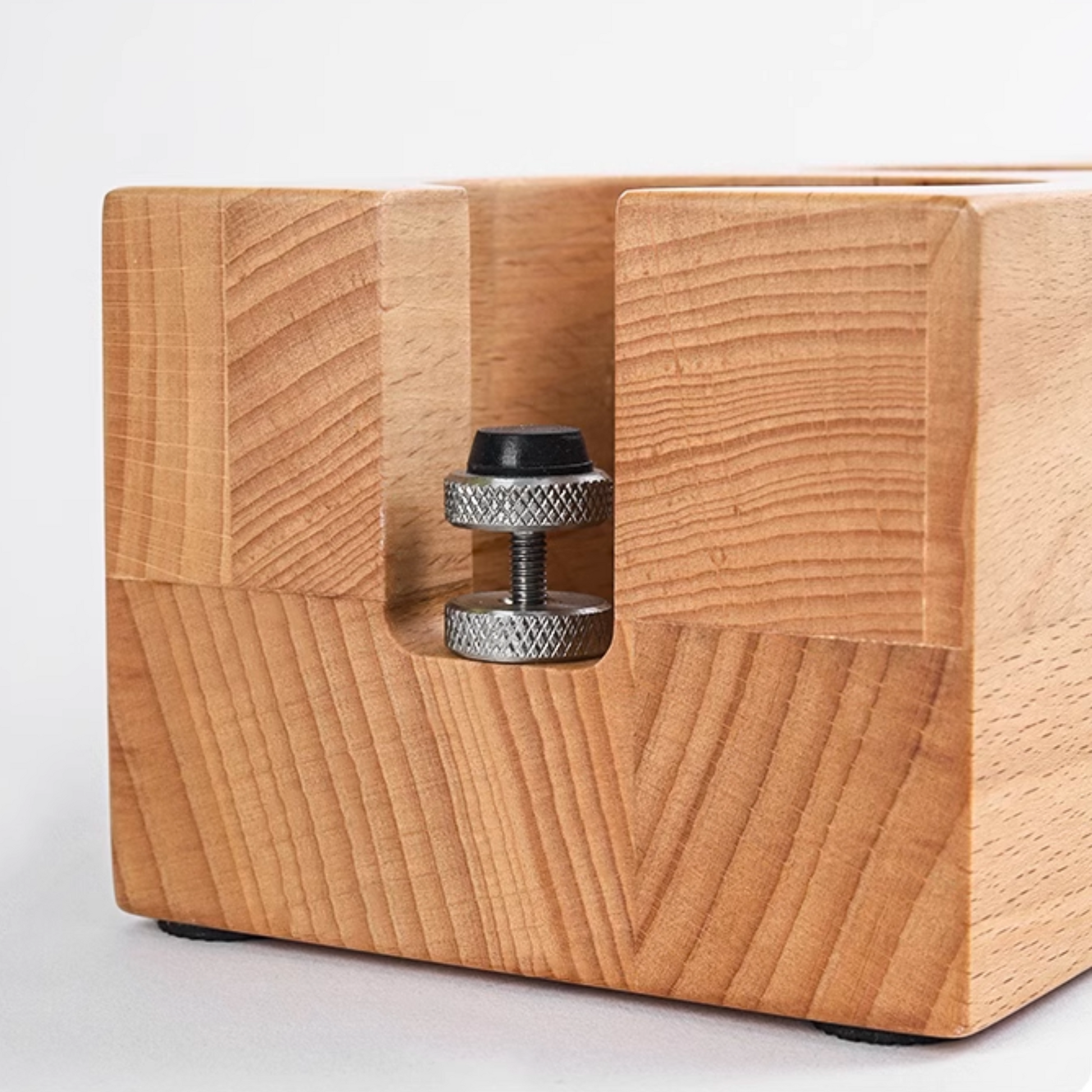 Wooden Espresso Tamping Station WIth Adjustable height for different portfilter basket