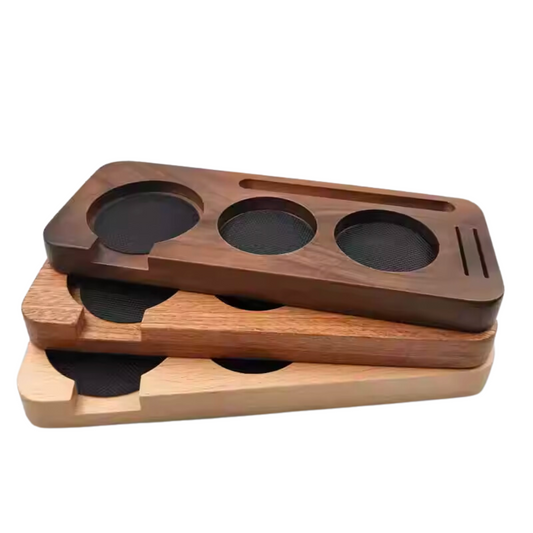 Wooden Coffee Tamper Holder with Puck Screen Slot