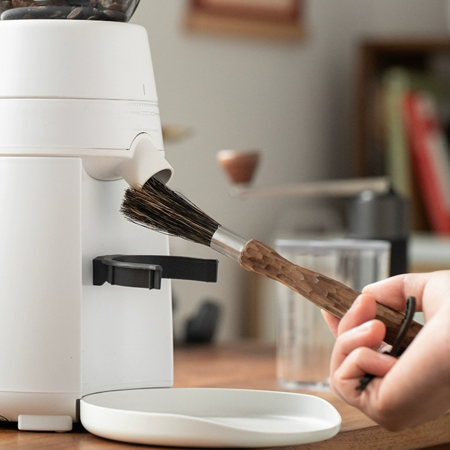 Hand-Carved Walnut Wood Coffee Brush | Barista Grinder Cleaning Tool