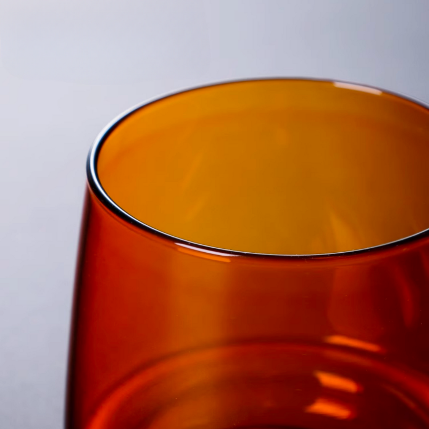 Handblown Amber Glass Cup and Saucer Set