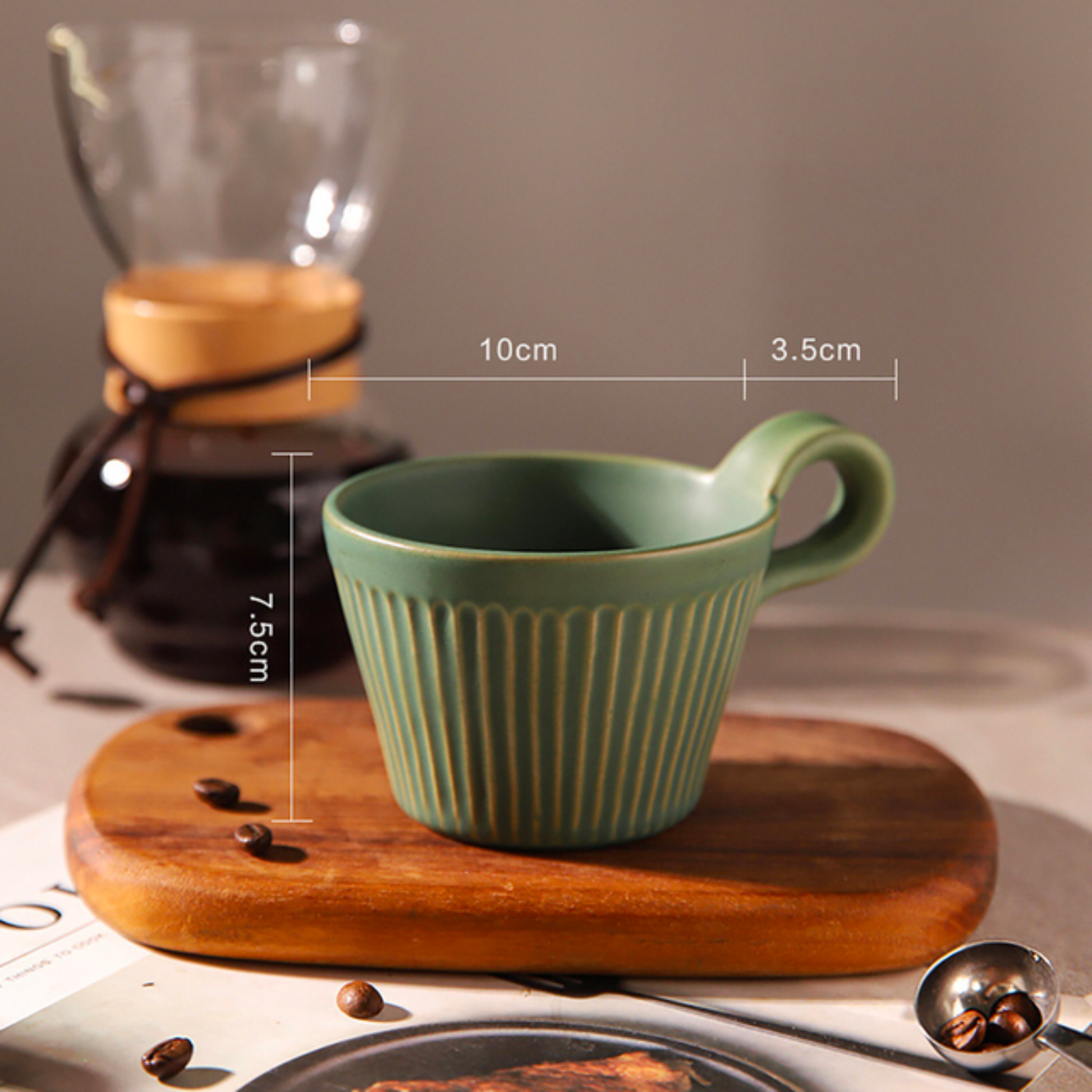 Rustic Ceramic Coffee Mug | 320ML Retro Japanese Style Cup & Drinkware in Duck Egg Green