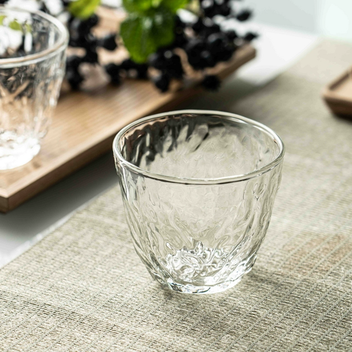 Ume Hammered Glass Tumbler | 8.5oz / 250ml Coffee Glass Set of 2 or 4 or 6