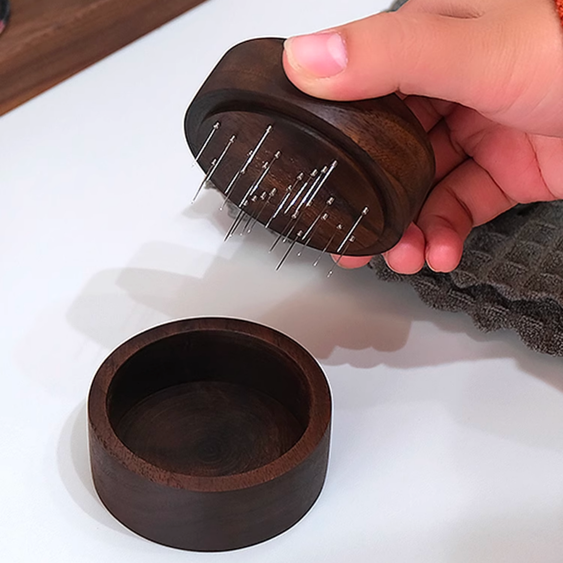 Walnut Wood WDT Tool With Holder | Espresso Stirrer Needle Coffee Powder Distributor For 58mm 53mm 51mm Portafilters Coffee Tamper Holder Full Set For Home Barista Father's Day Gift