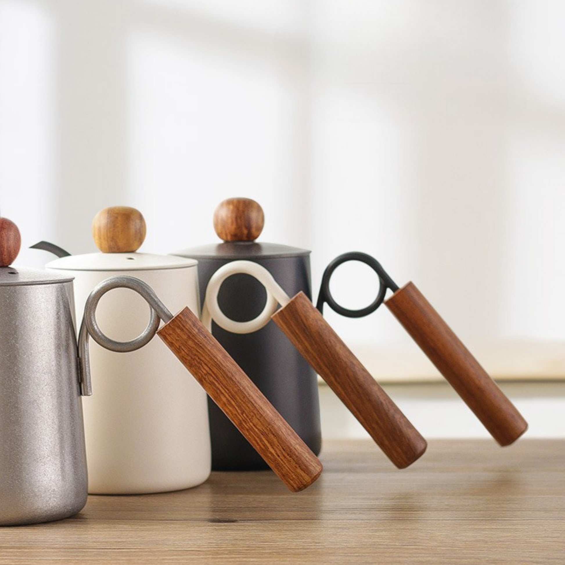 Gooseneck Pour Over Kettle with Wood Handle | Hand Drip Coffee Kettle With Wood Knob Lid