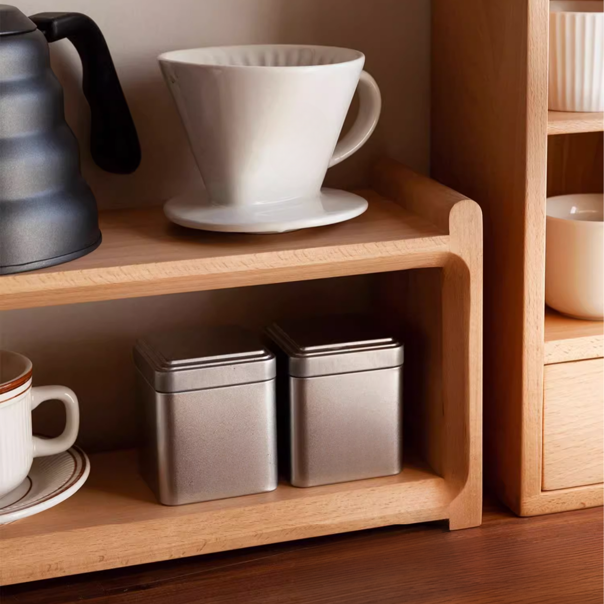 Wooden Countertop Shelf Unit | 2 Tier Kitchen Counter Small Size Installation-Free Storage Rack 40 x 14 x 20cm