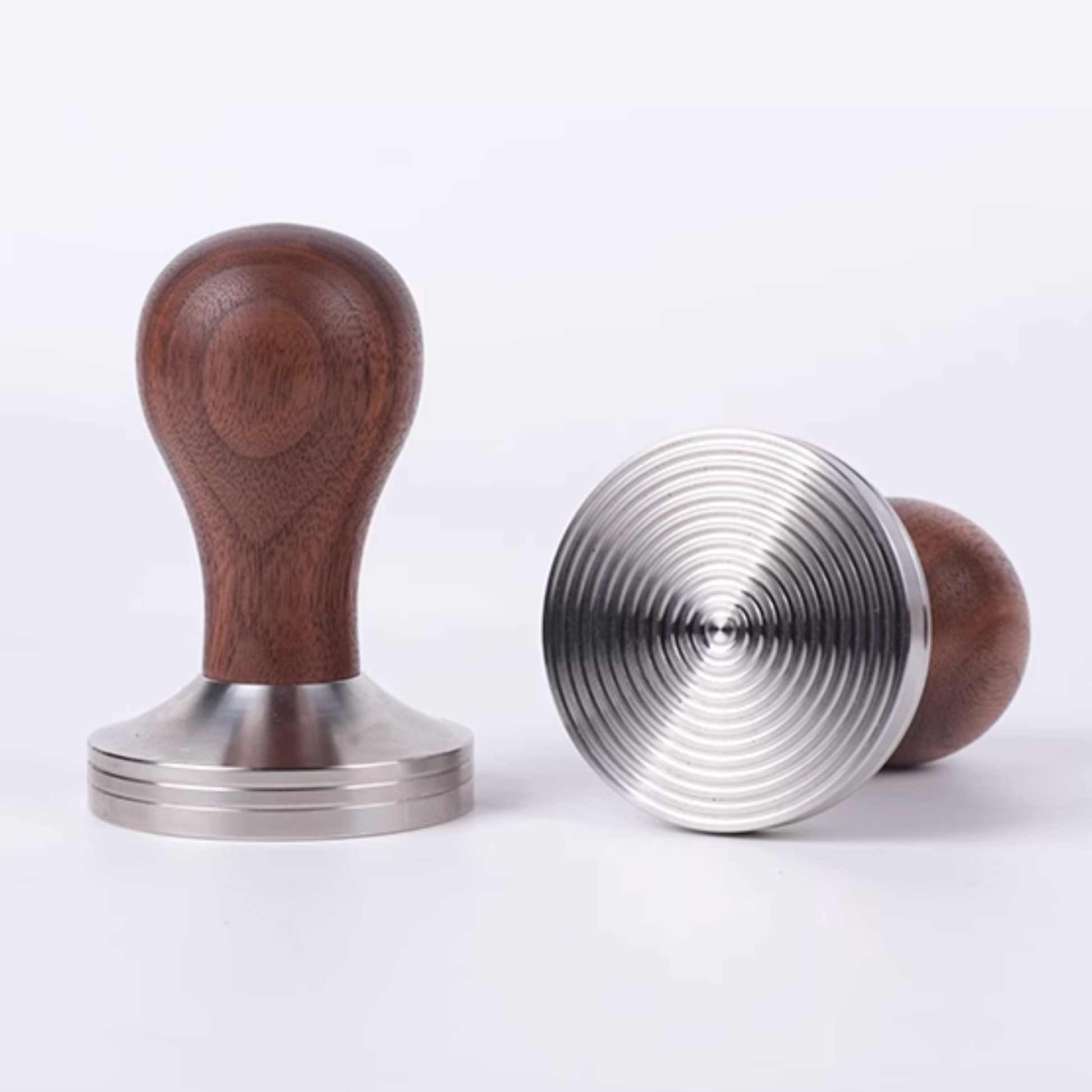 Wood Handle Stainless Steel Tamper | 58mm 53mm 51mm Ripple / Flat Base