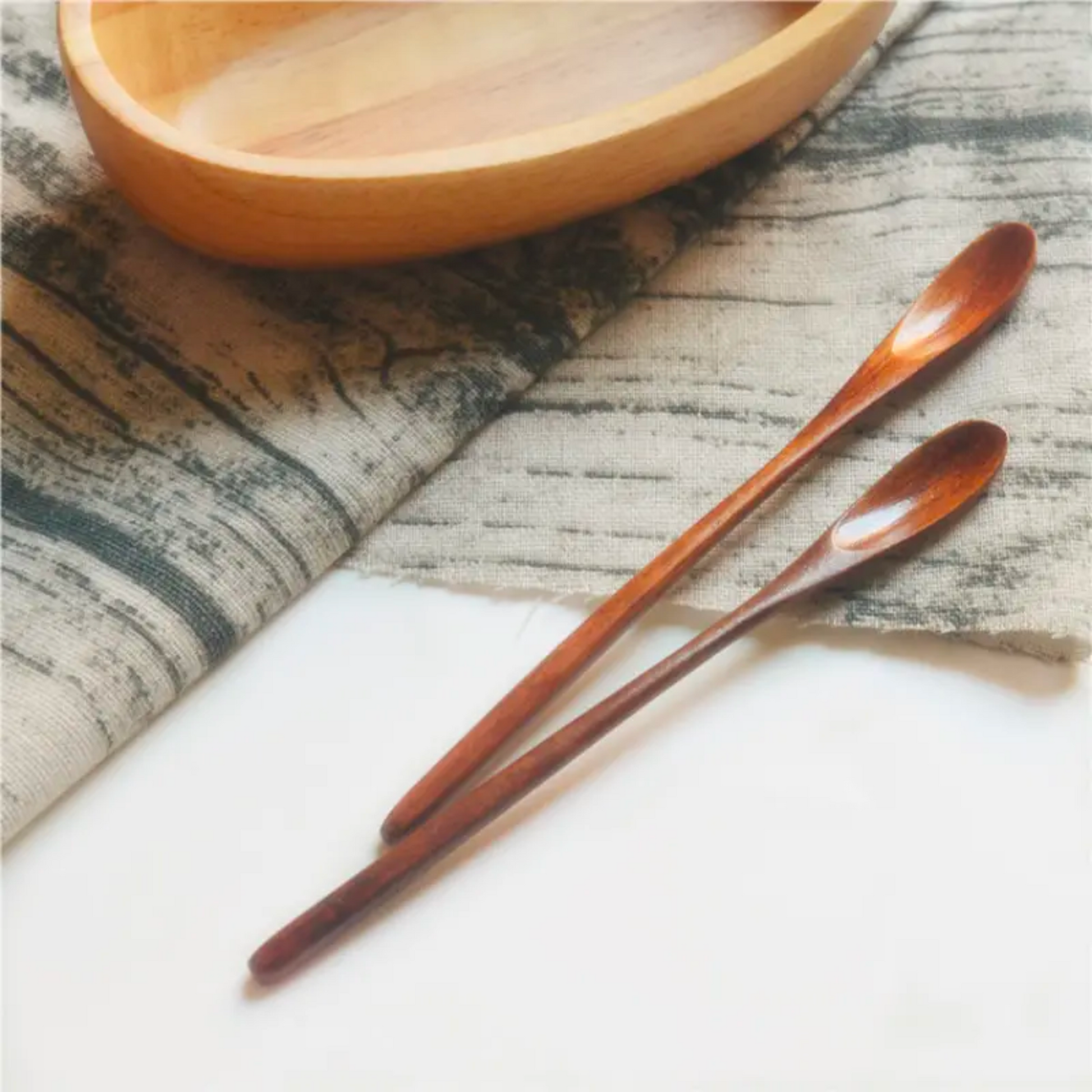 Japanese Style Wooden Stirrer Set | Natural Wood Spoon Pack of 2 or 4