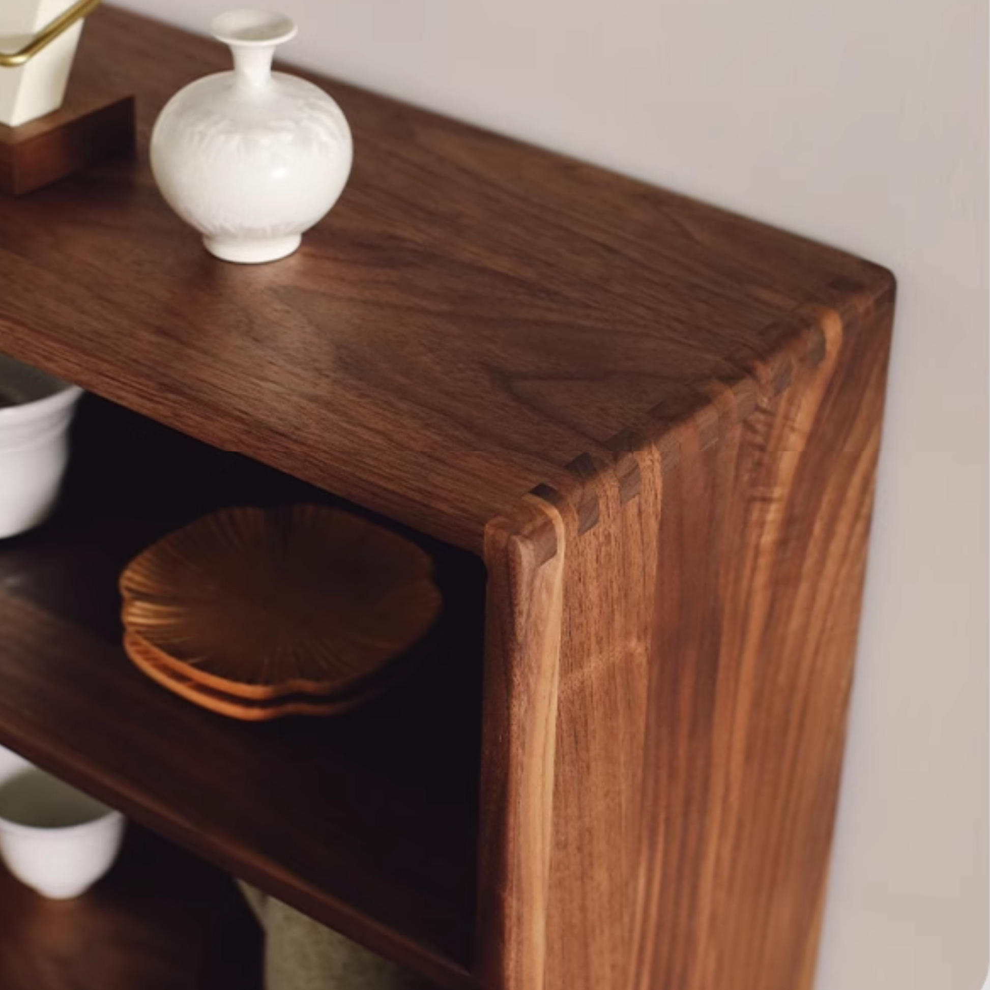 Wooden Double Shelf With Drawers | Large Rustic 2 Tier Storage Cabinet 52 x 18 x 38.5cm