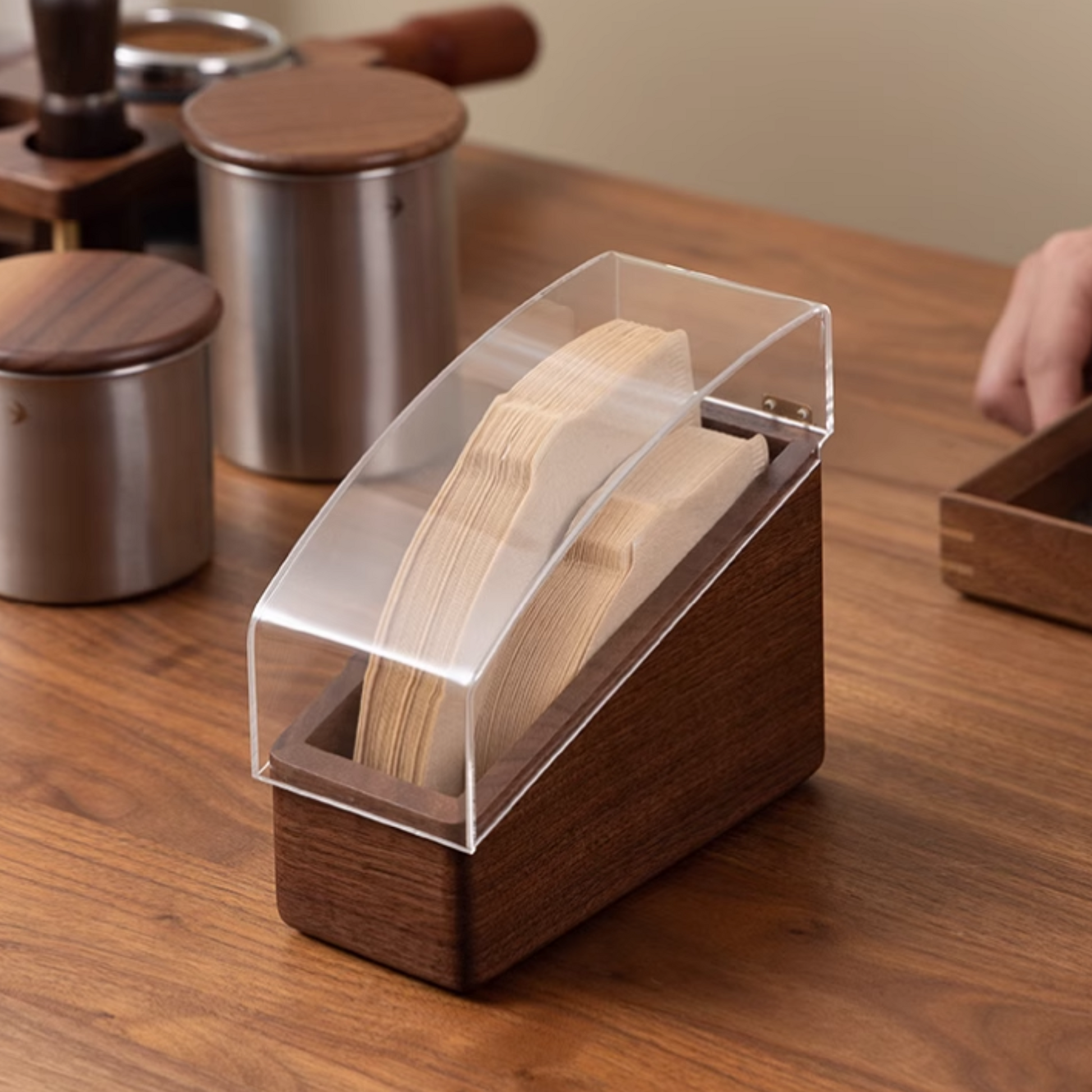 Walnut Wood Filter Paper Holder With Cover. Gift for father. Gift for him. Housewarming gift