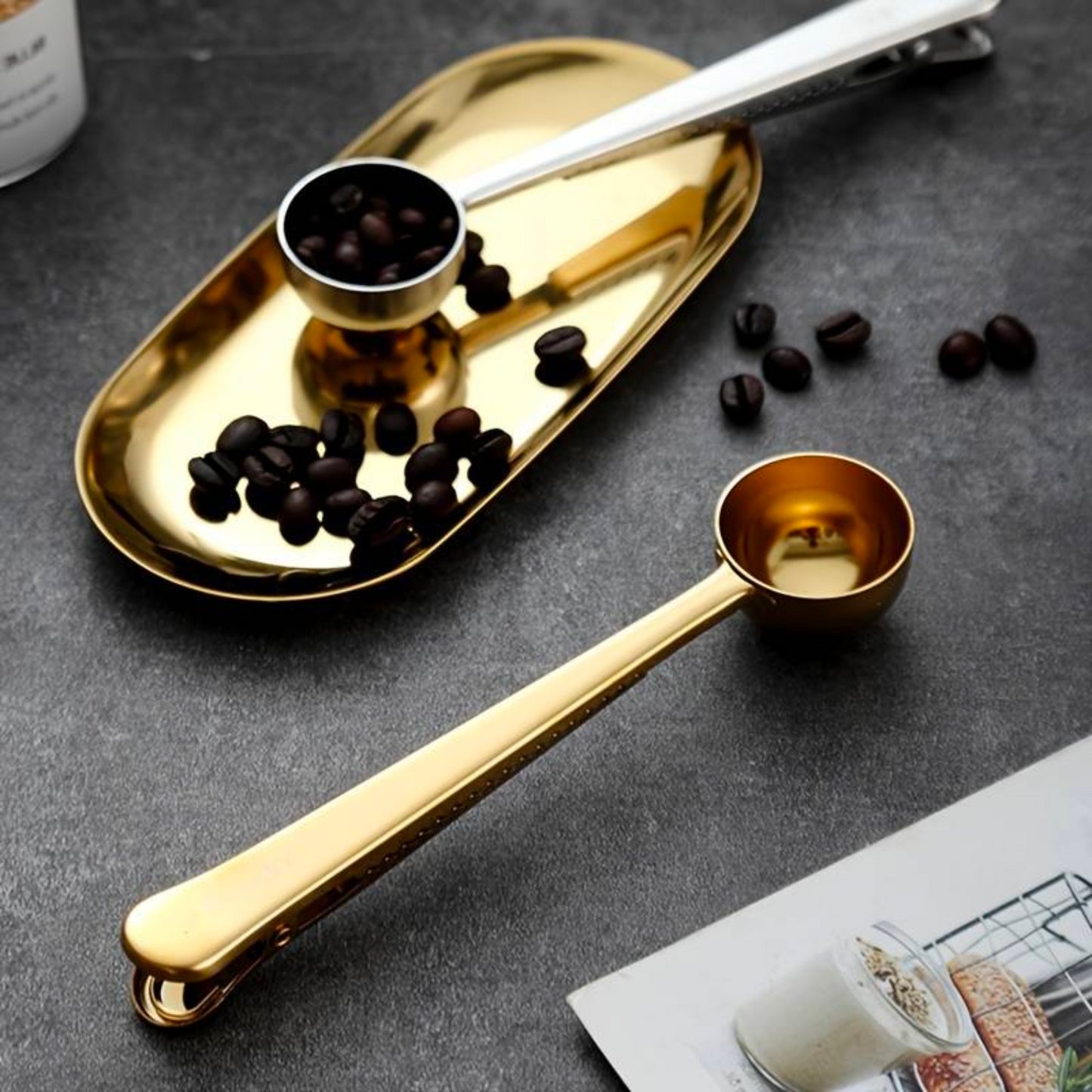 Stainless Steel Measuring Spoon with Sealing Clip | Coffee Beans Scoop