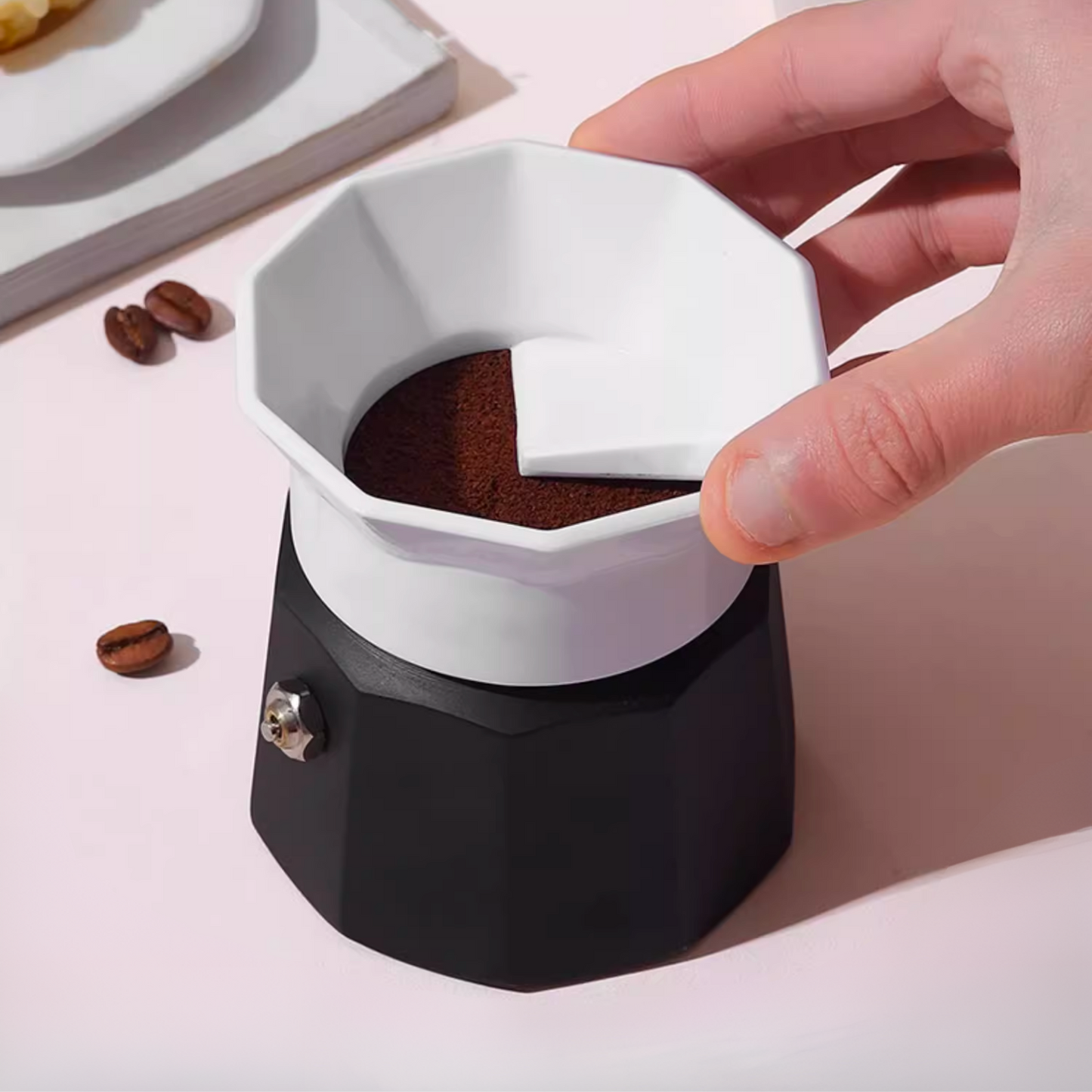 Moka Pot Rotary Dosing Ring Distributor Crafted for 3-cup and 6-cup Moka pots