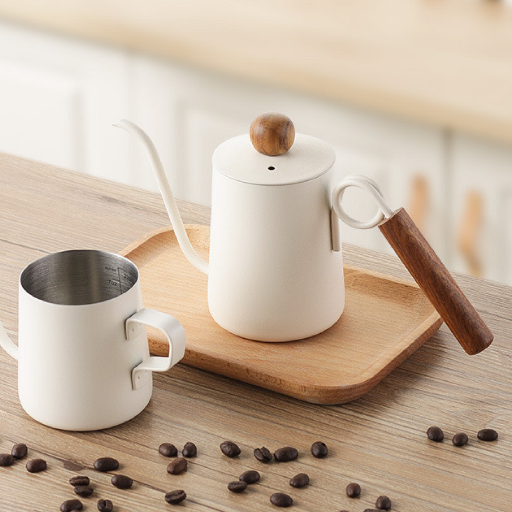 Gooseneck Pour Over Kettle with Wood Handle | Hand Drip Coffee Kettle With Wood Knob Lid