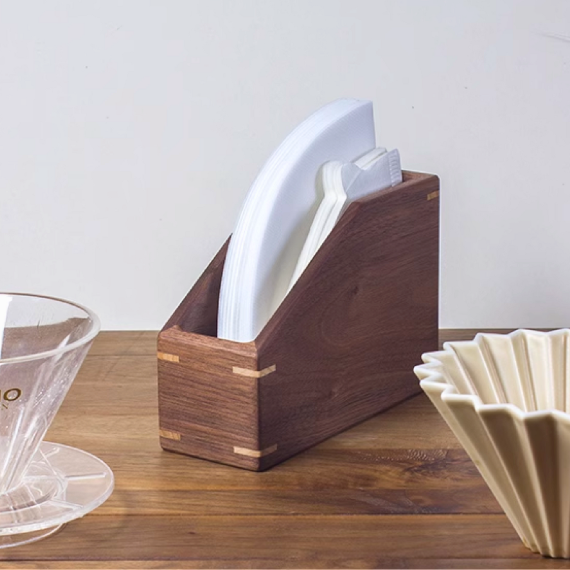 Walnut Wood V60 Paper Filter Box | Gift For Pour Over Coffee Barista
