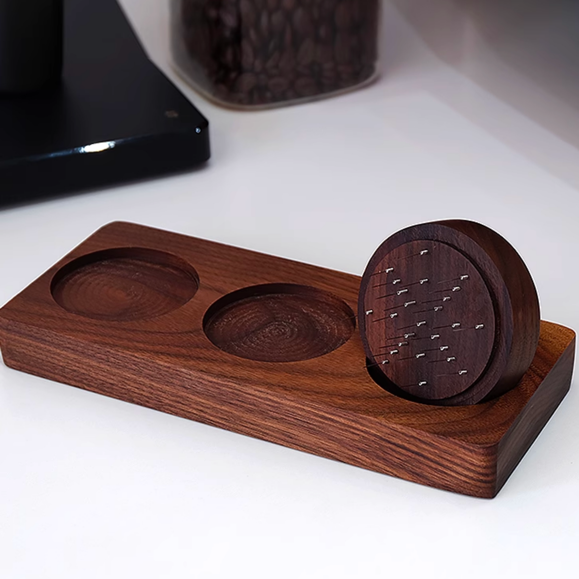 Walnut Wood WDT Tool With Holder | Espresso Stirrer Needle Coffee Powder Distributor For 58mm 53mm 51mm Portafilters Coffee Tamper Holder Full Set For Home Barista Father's Day Gift