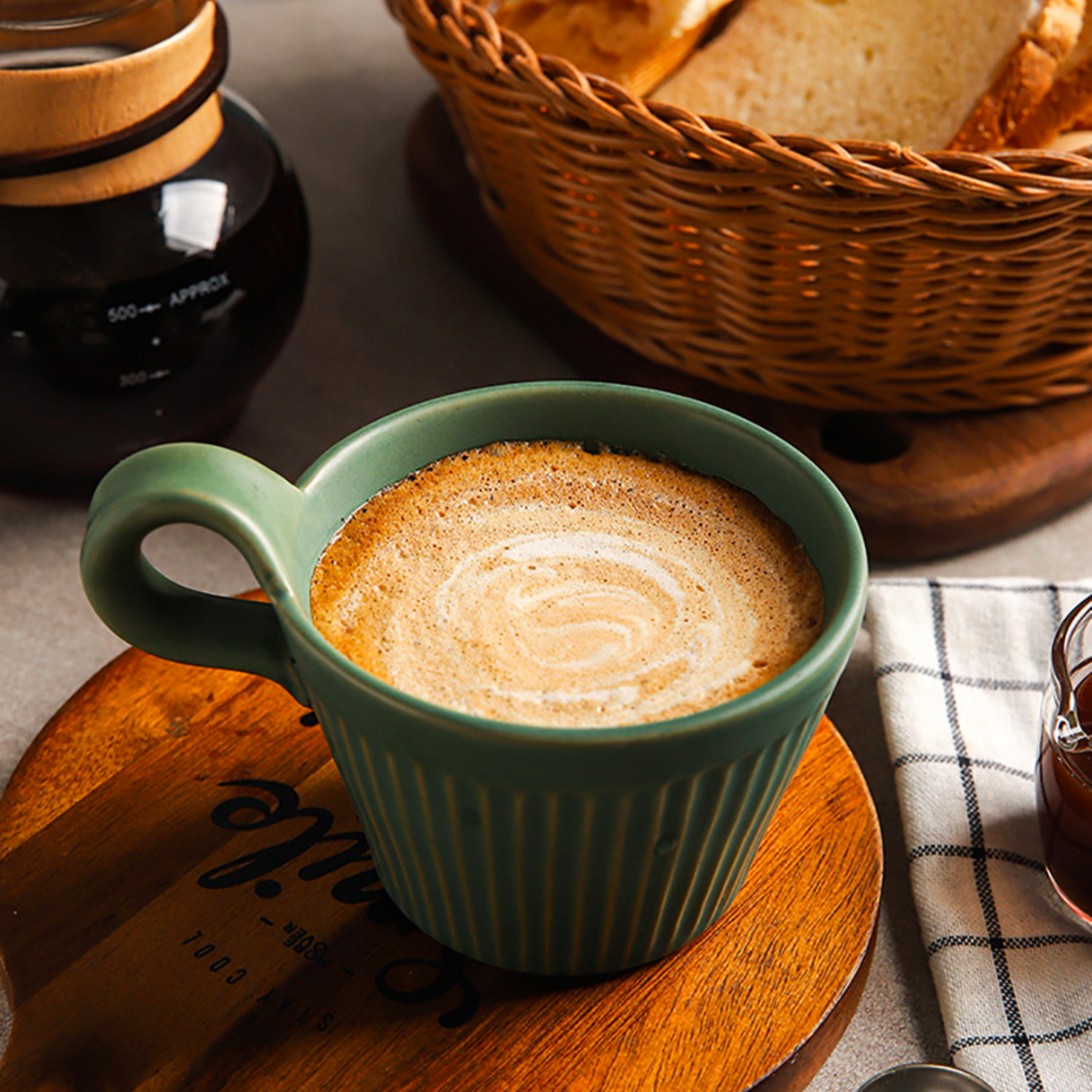 Rustic Ceramic Coffee Mug | 320ML Retro Japanese Style Cup & Drinkware in Duck Egg Green