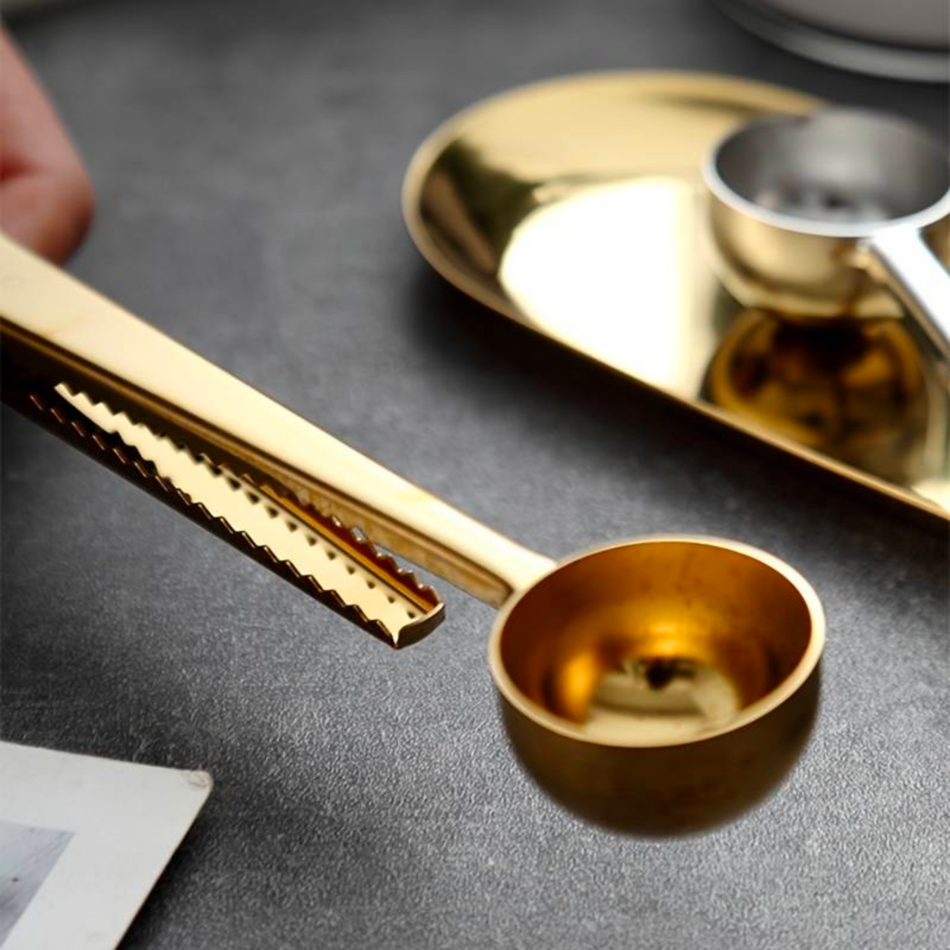 Stainless Steel Measuring Spoon with Sealing Clip | Coffee Beans Scoop