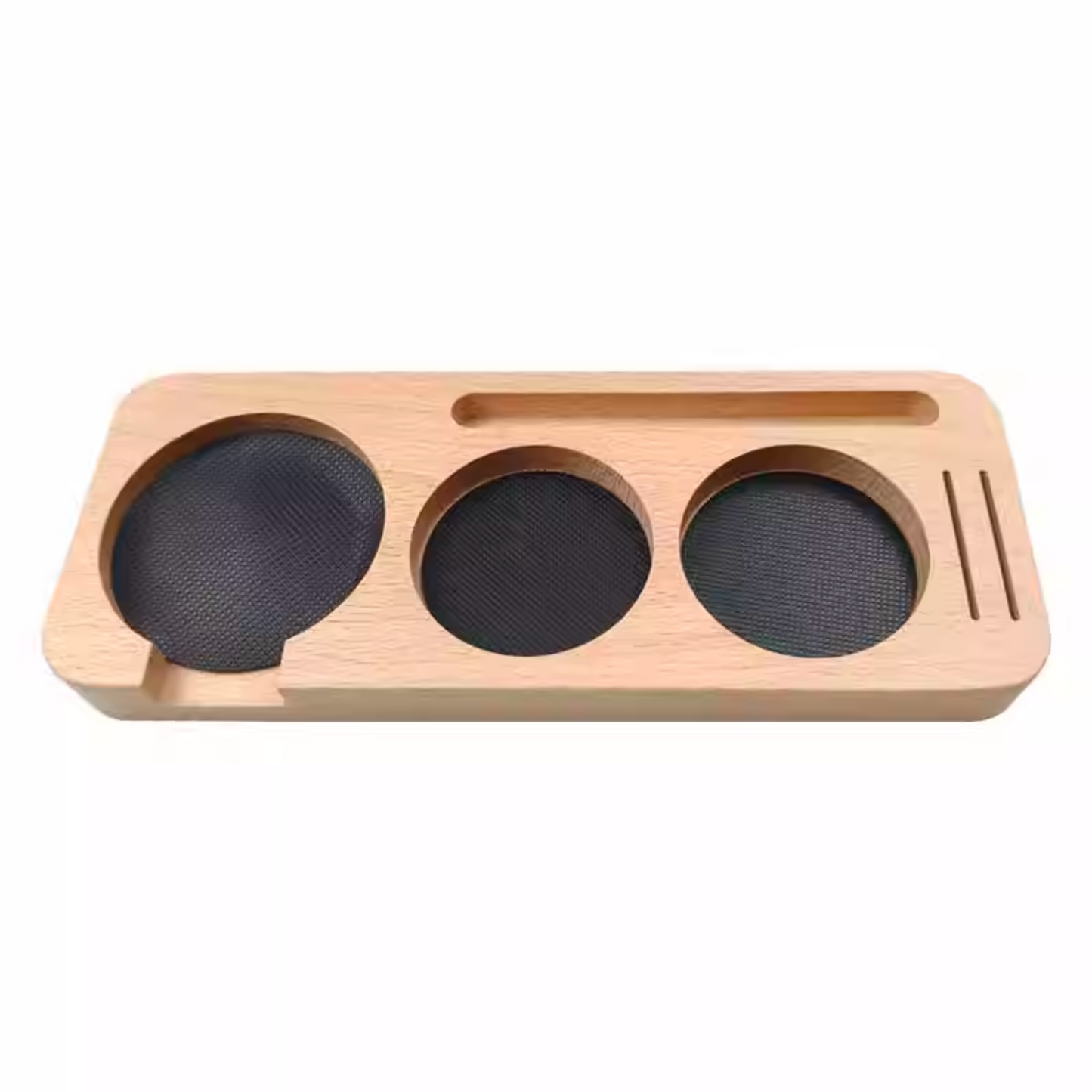 Wooden Coffee Tamper Holder with Puck Screen Slot