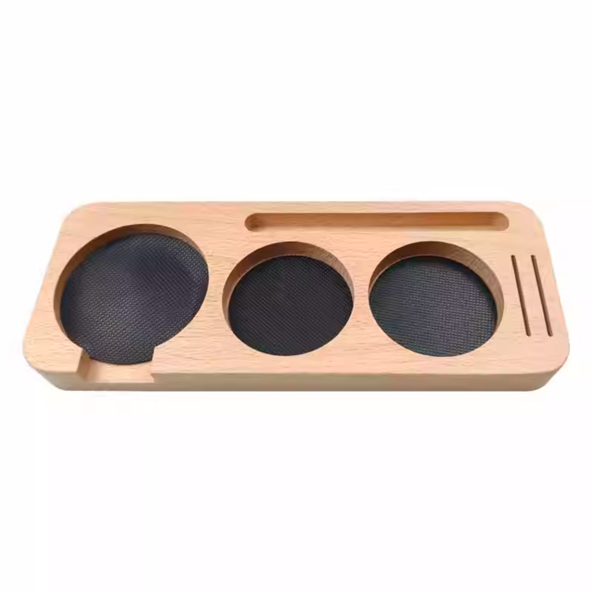 Wooden Coffee Tamper Holder with Puck Screen Slot