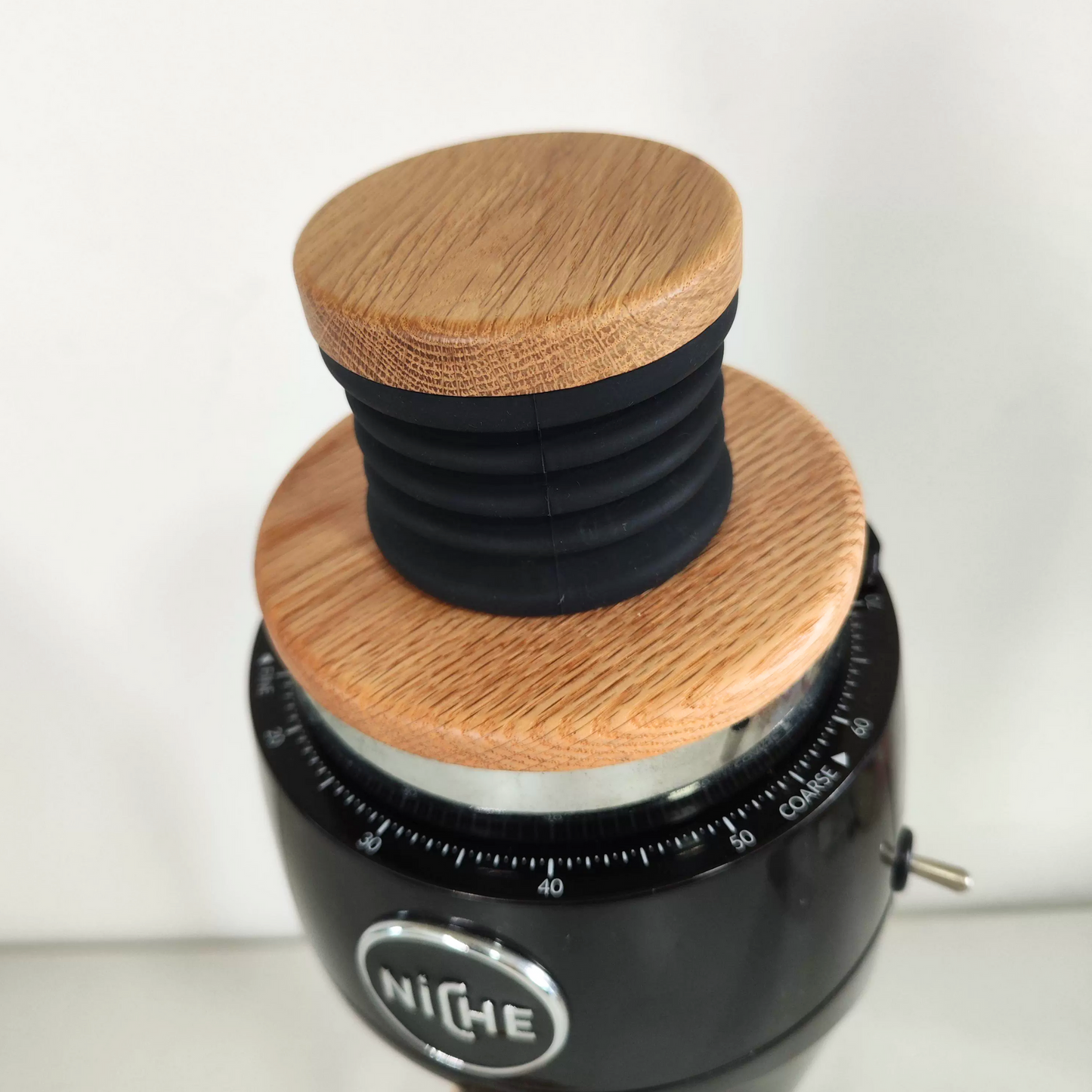 Niche Duo Grinder Bellows And Oak Wood Lid | Clean and Dispense Coffee