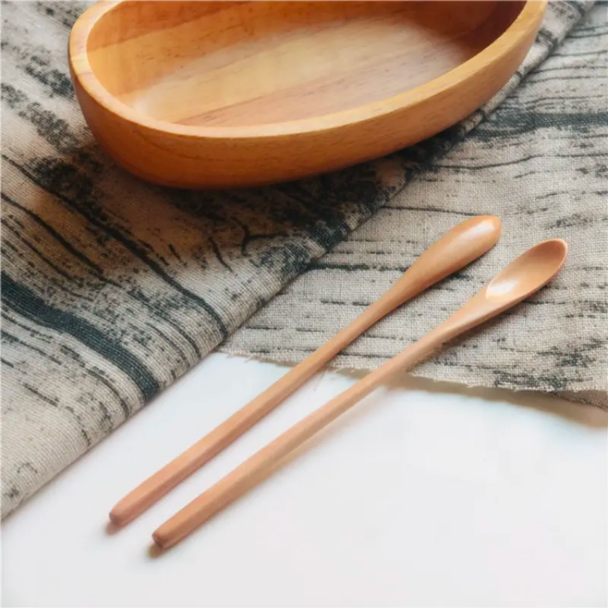 Japanese Style Wooden Stirrer Set | Natural Wood Spoon Pack of 2 or 4