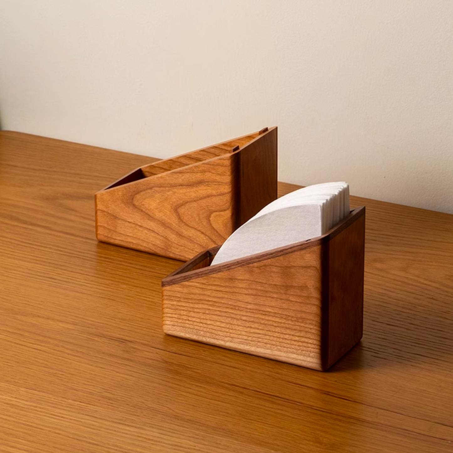 Cherry Wood Coffee Filter Holder with Cover