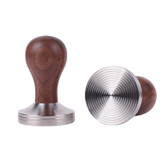 Wood Handle Stainless Steel Tamper | 58mm 53mm 51mm Ripple / Flat Base