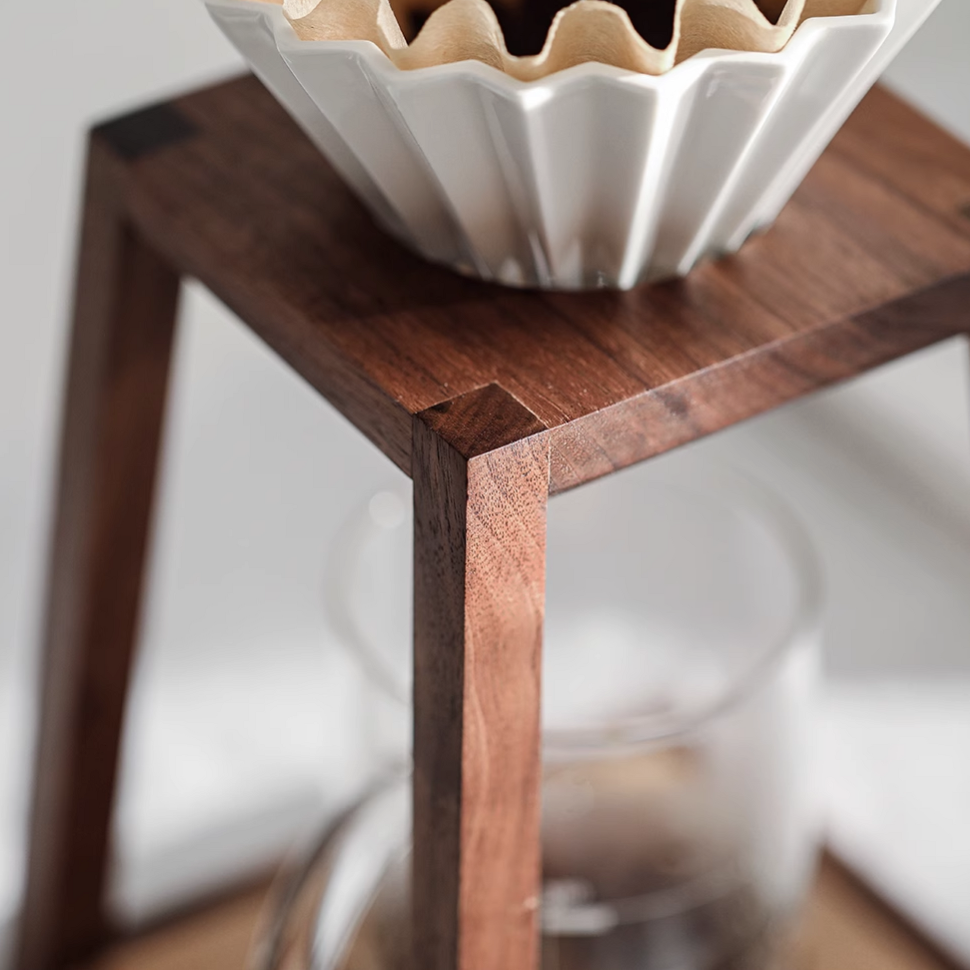 Wooden Coffee Dripper Stand Handmade from walnut & beech wood