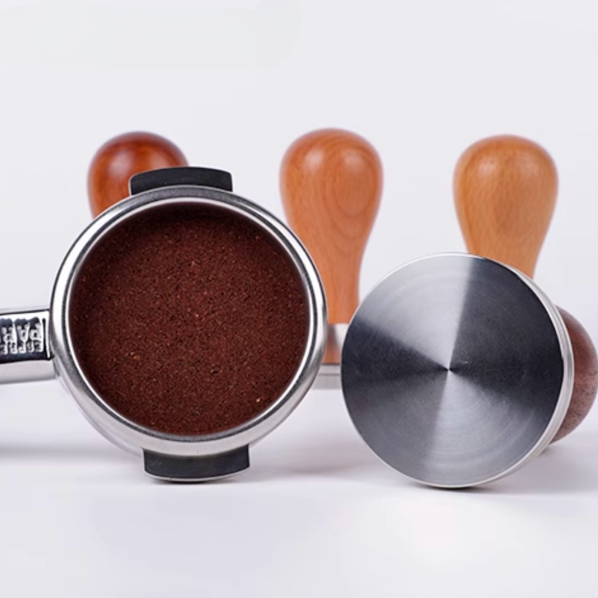 Wood Handle Stainless Steel Tamper | 58mm 53mm 51mm Ripple / Flat Base