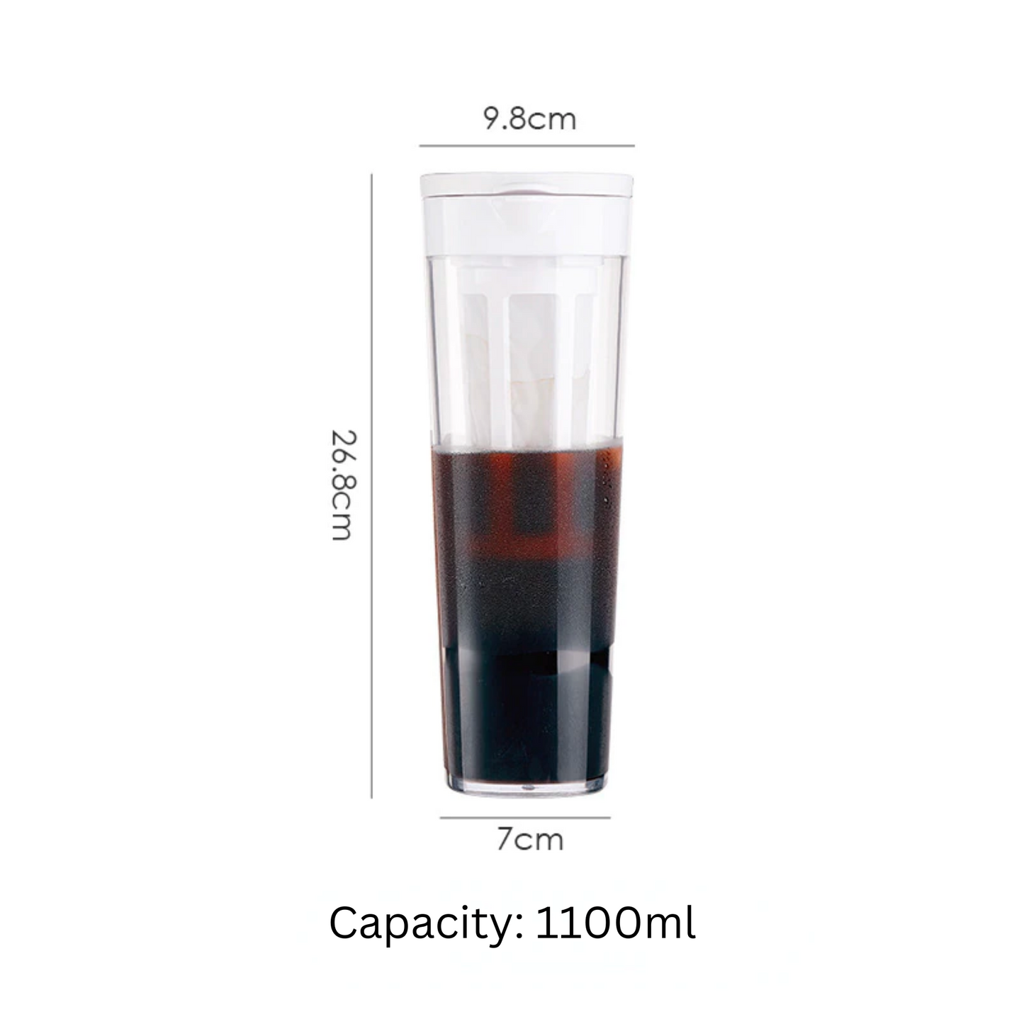 Cold Brew Bottle for Tea/Coffee with Mesh Filter - 1.1L | Home Coffee Maker For Fridge