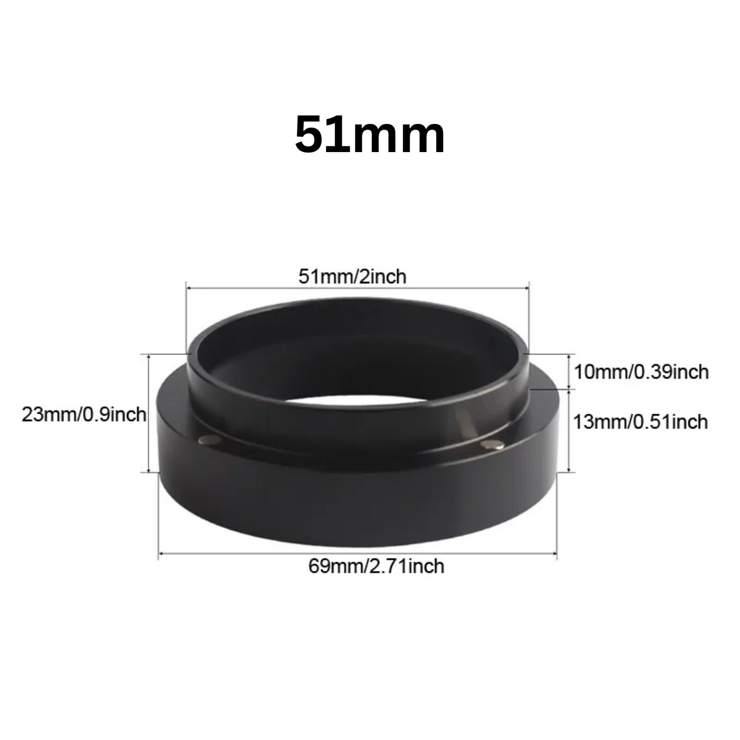 Espresso Coffee Magnetic Dosing Funnel | 51mm 53mm 58mm Aluminium Dosing Ring in Black