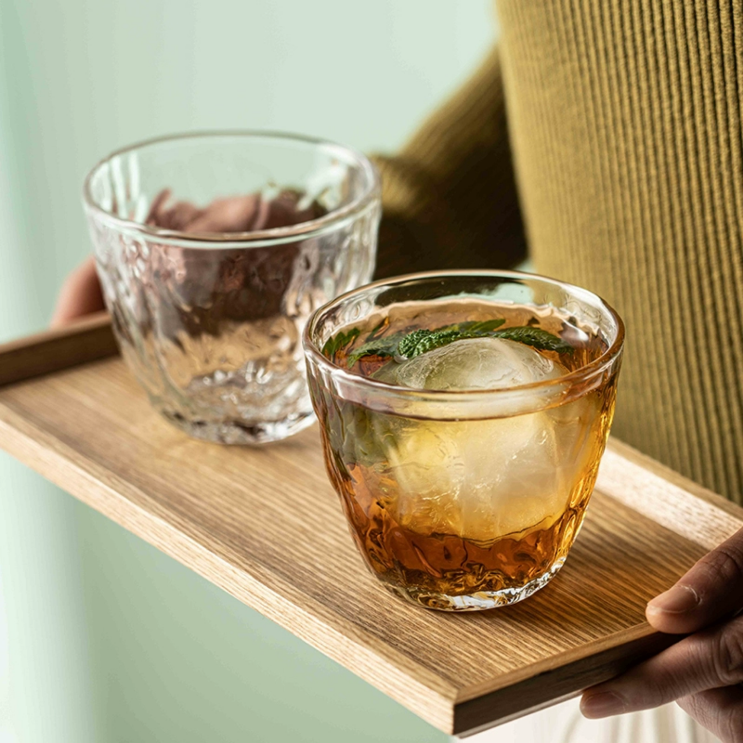 Ume Hammered Glass Tumbler | 8.5oz / 250ml Coffee Glass Set of 2 or 4 or 6