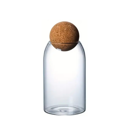 Cork Ball Glass Storage Jars - Smooth | 500ml 800ml 1200ml Jar Sets