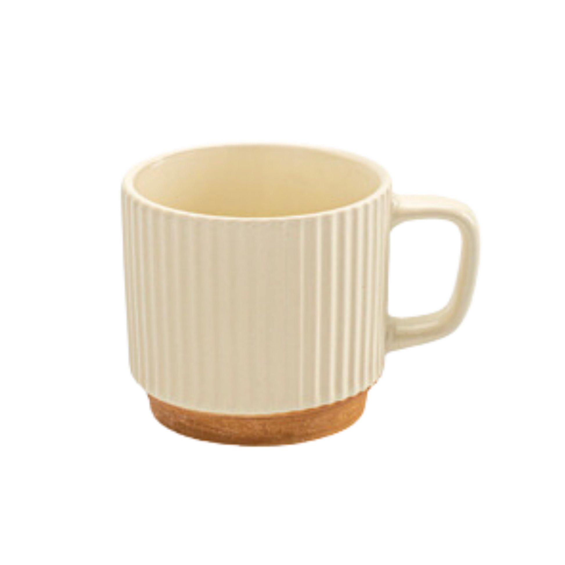Ribbed Ceramic Mug | 250ML Japanese Style Retro Coffee Cup in Beige 8oz