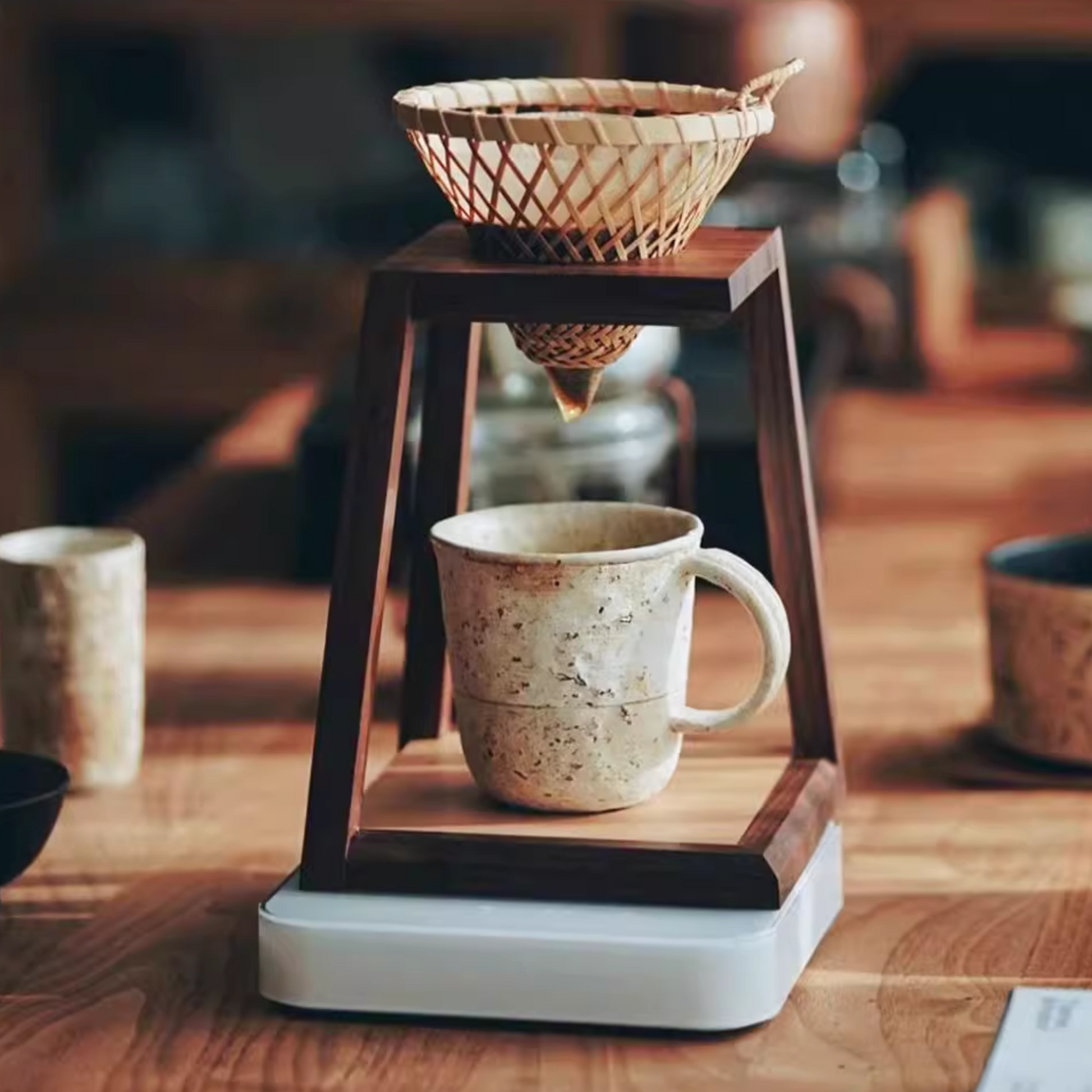 Wooden Coffee Dripper Stand Handmade from walnut & beech wood