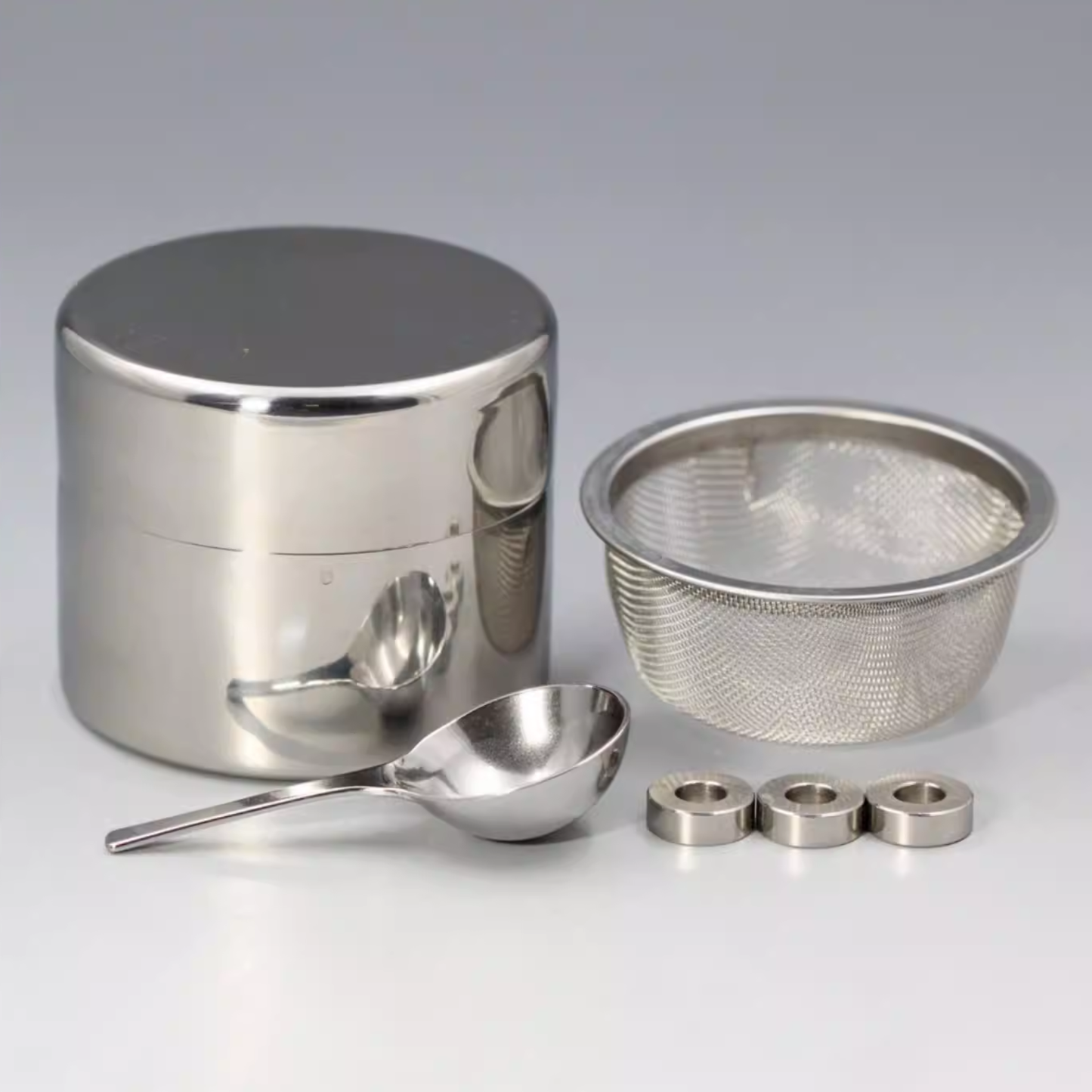 Complete Japanese Matcha Sifter Kit (篩缶) by Kondo-san; all-in-one tools for sifting and storing lumpless ceremonial grade matcha