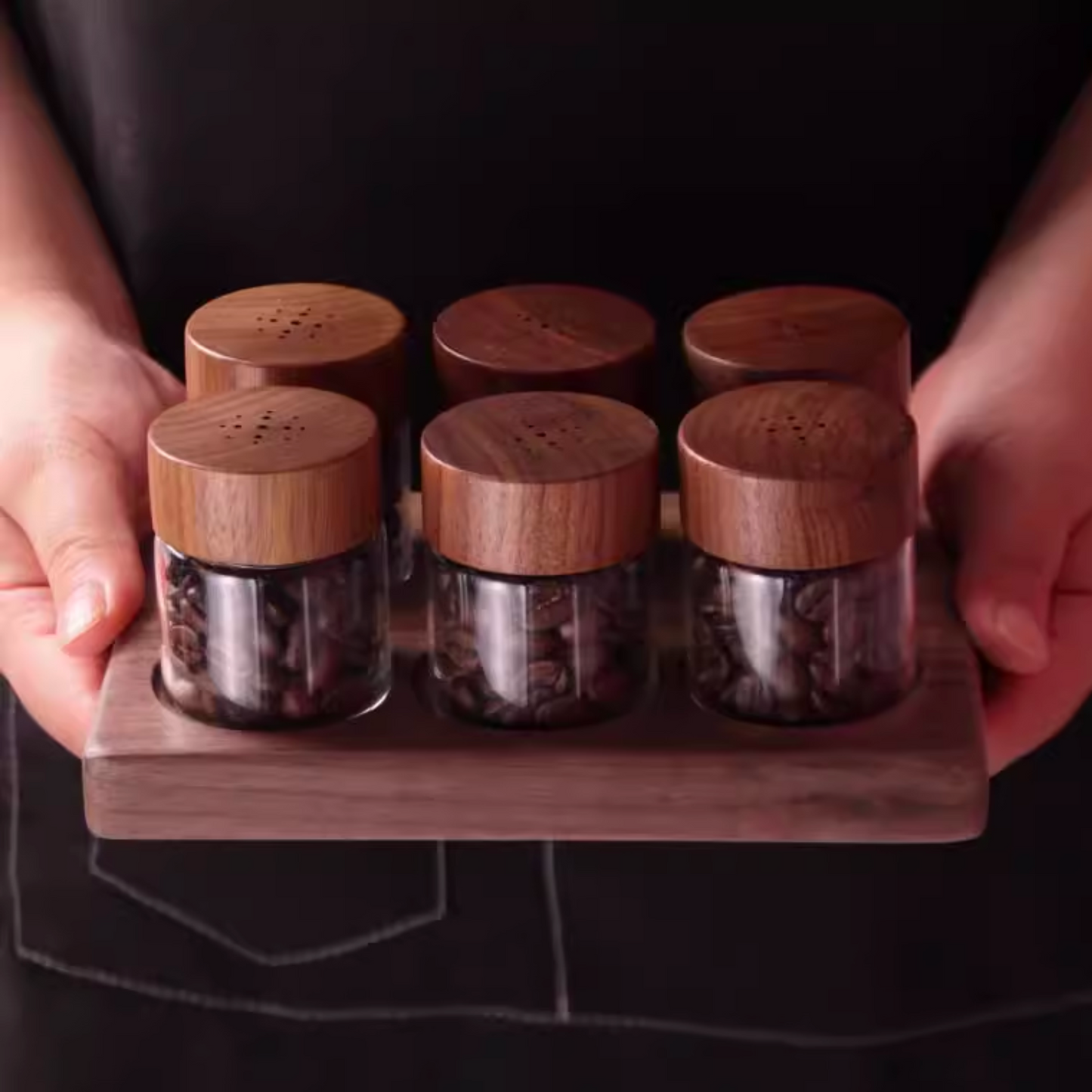 Walnut Wood One Way Valve Beans Cellar