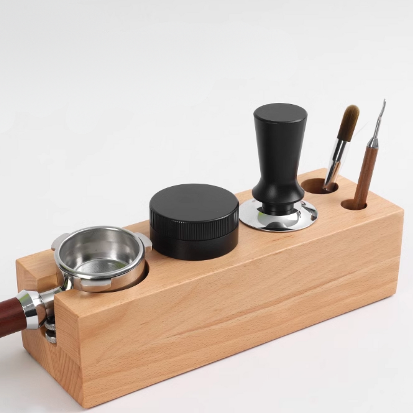 Wooden Espresso Tamping Station For 58mm 53mm 51mm portfilters