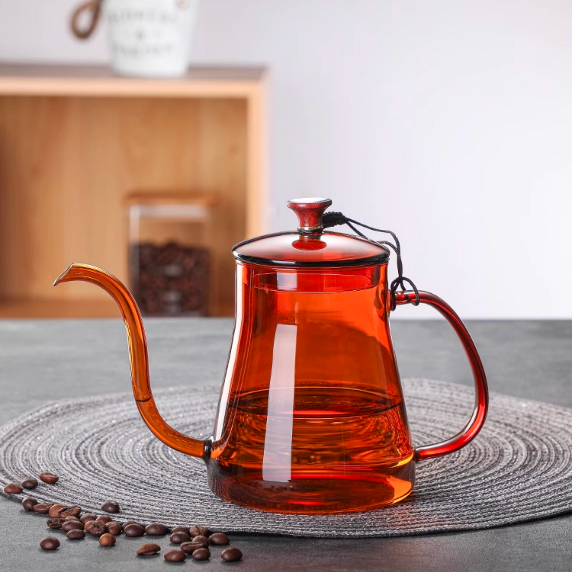 350ml Handblown Amber Glass Gooseneck Kettle