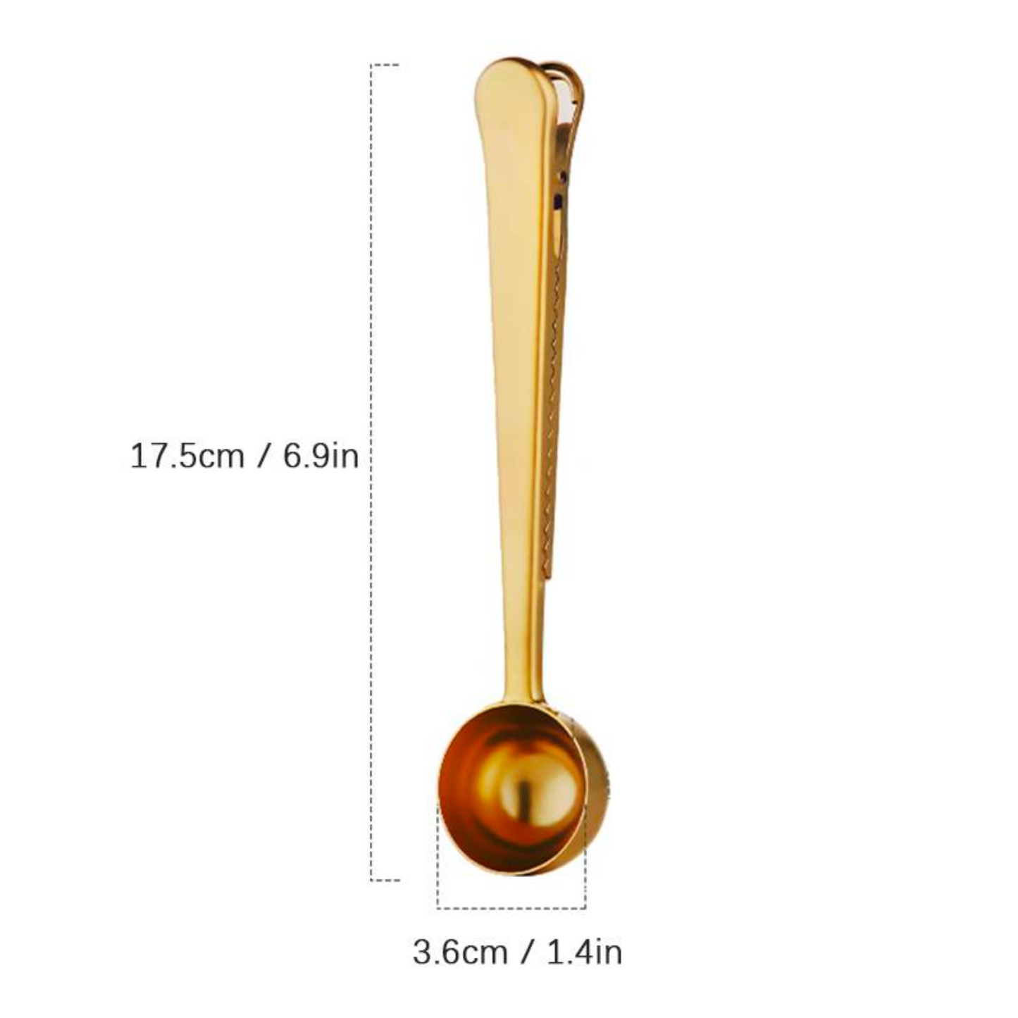 Stainless Steel Measuring Spoon with Sealing Clip | Coffee Beans Scoop in Gold