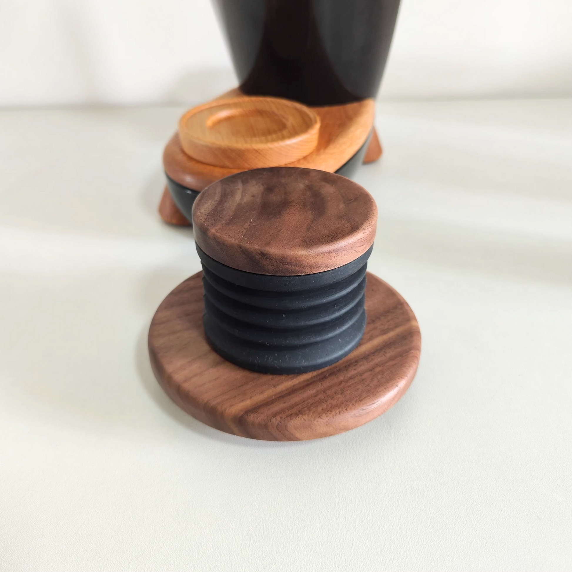 Niche Duo Grinder Bellows And Walnut Wood Lid | Clean and Dispense Coffee Grinder Accessories