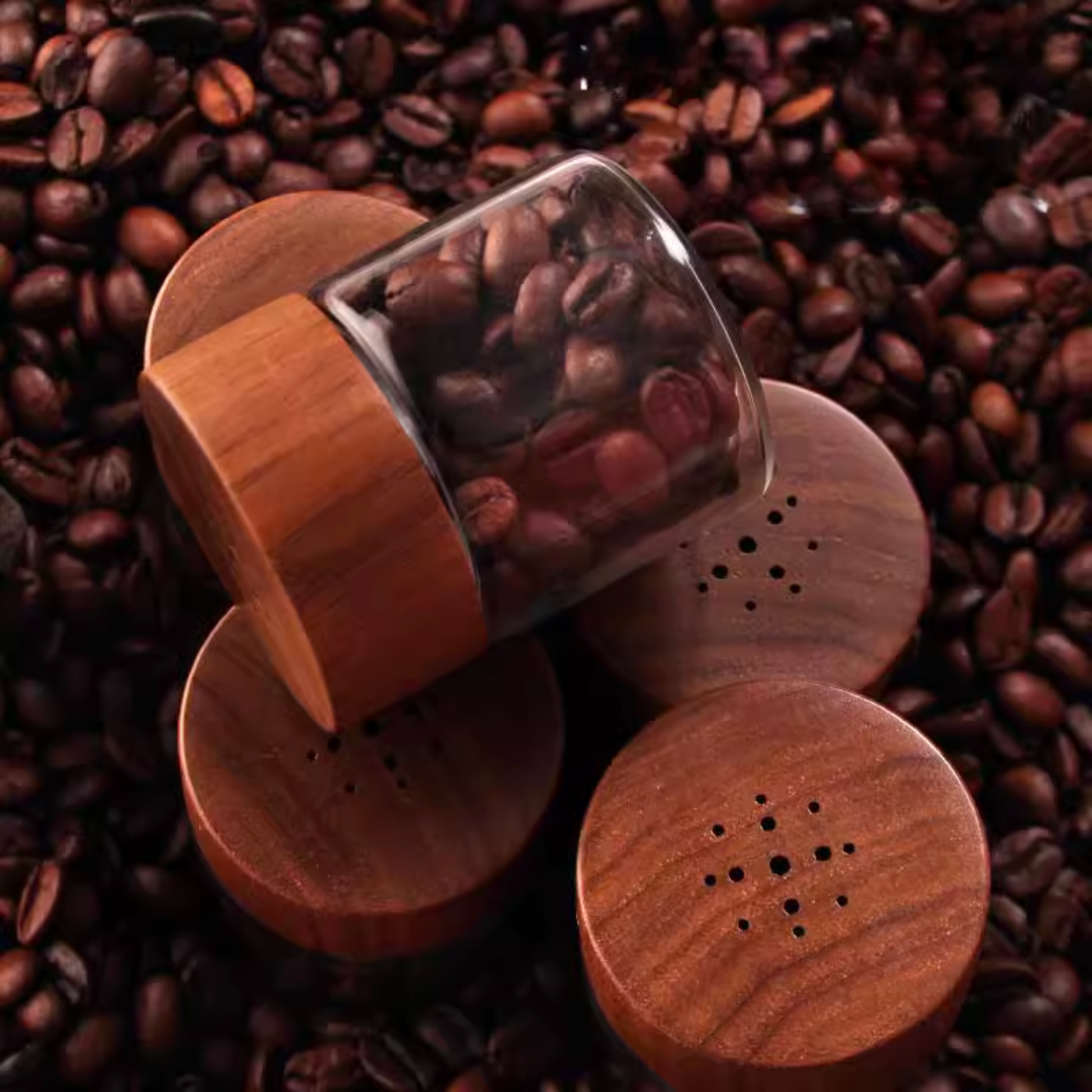 Walnut Wood One Way Valve Beans Cellar