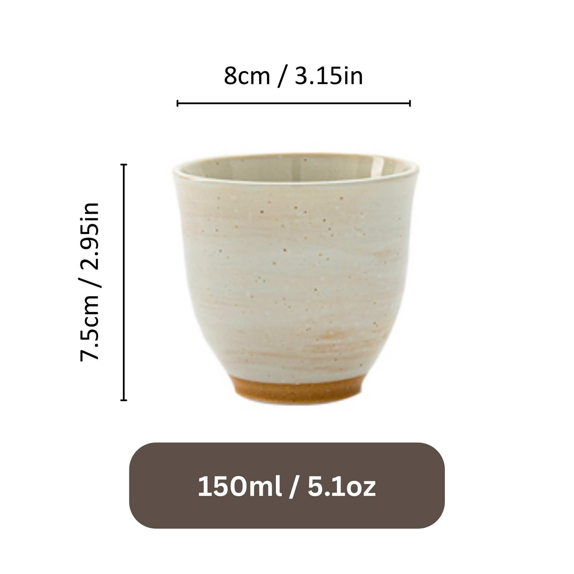 Japanese Style Retro Ceramic Tea Cup | 5oz / 150ml Handmade Pottery Ceramic Matcha Tea Cup