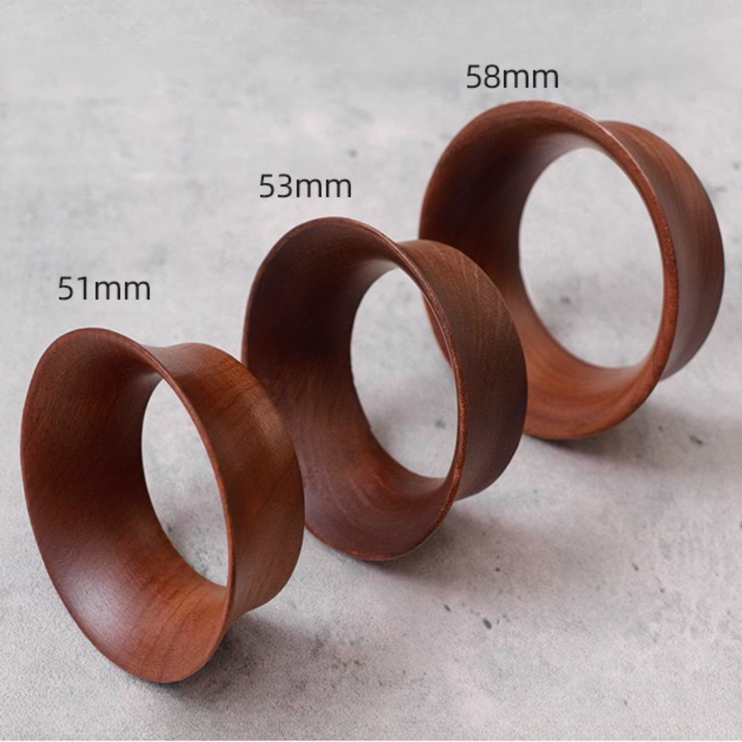 Walnut Wood Magnetic Portafilter Funnel | Coffee Catcher Dosing Ring designed for 58mm, 53mm, and 51mm portafilters for precise coffee dosing