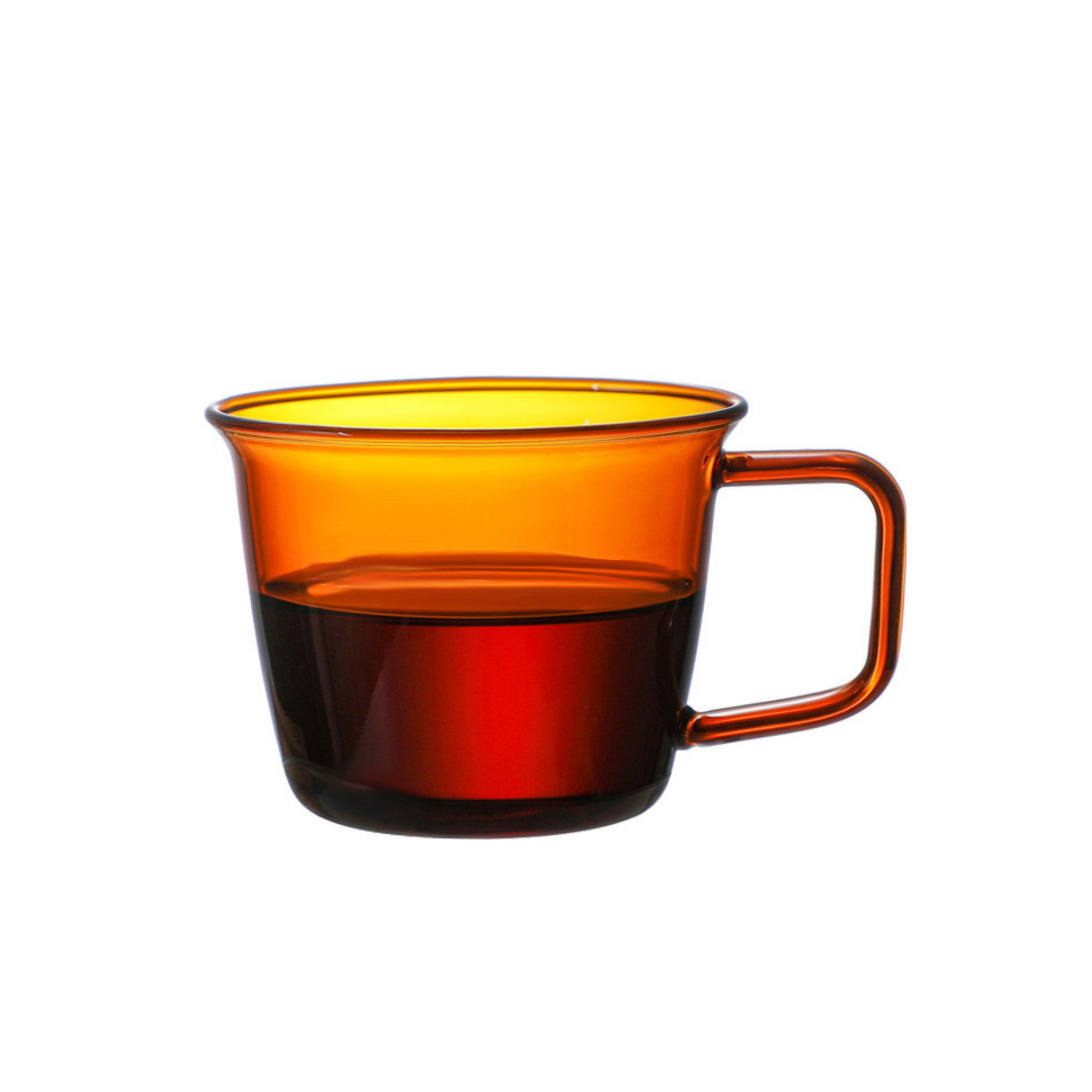 Handblown Amber Glass Mug | 200ml Coffee Cup Set of 2 or 4 Glassware