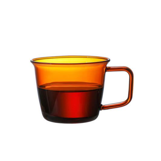 Handblown Amber Glass Mug | 200ml Coffee Cup Set of 2 or 4 Glassware