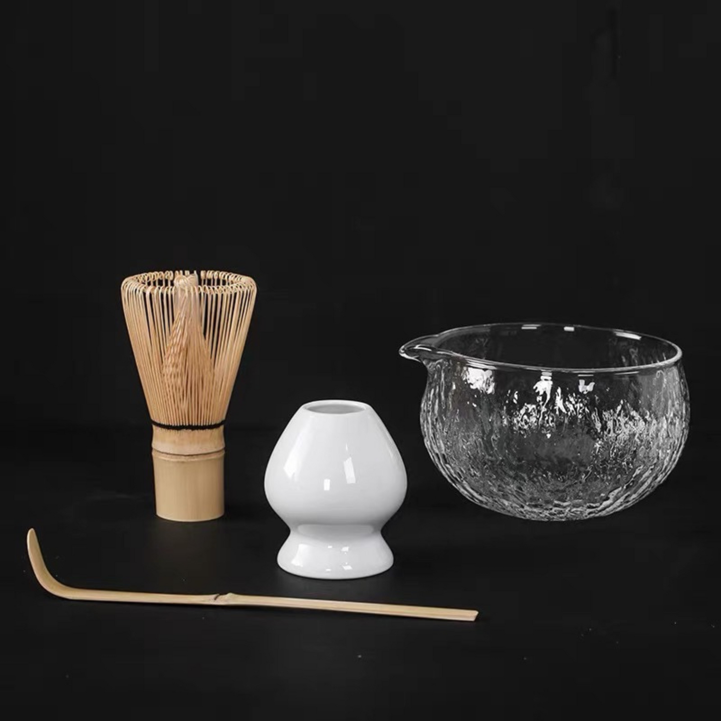 Glass Matcha 4pcs Set | Ceremonial Matcha Tea Tools Set | Gift Set For Match Lovers. Housewarming Gift.