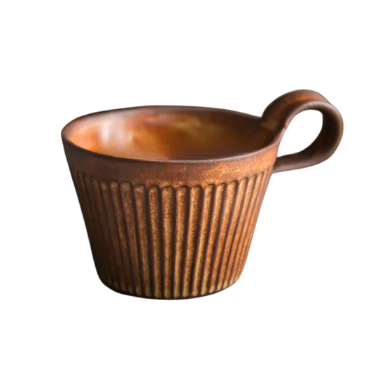 Rustic Ceramic Coffee Mug | 320ML Retro Japanese Style Cup & Drinkware in Brown